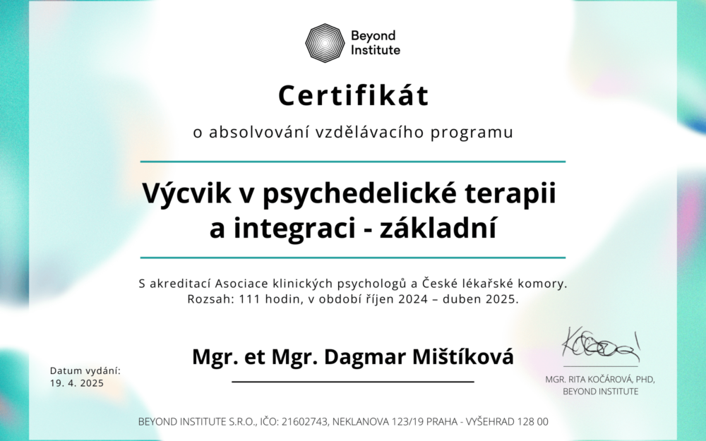 Psychedelický výcvik s akreditací Asociace klinických psychologů a České lékařské komory